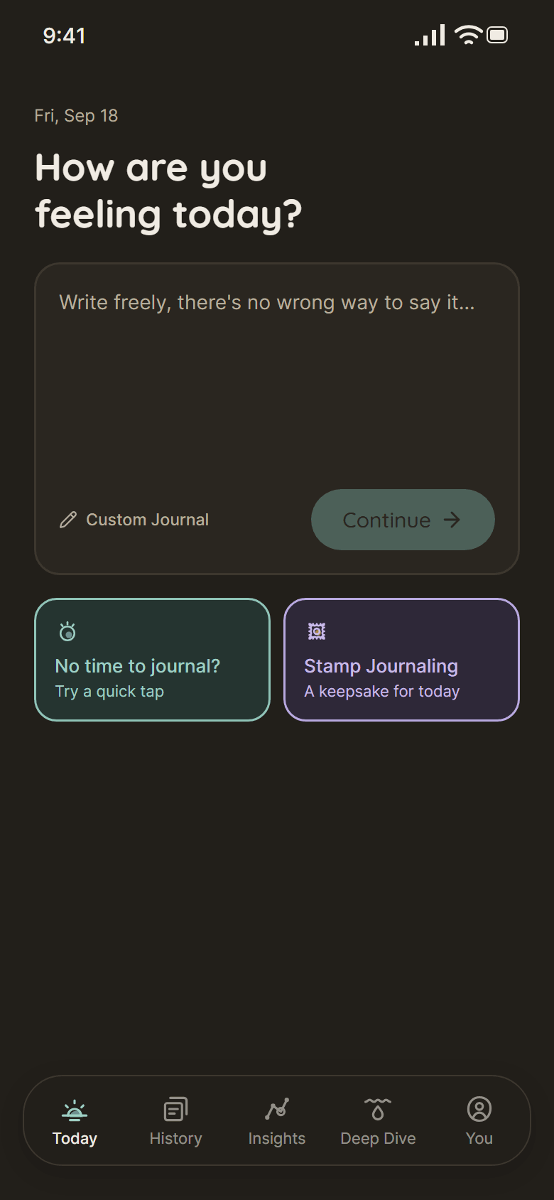 Today tab in dark mode