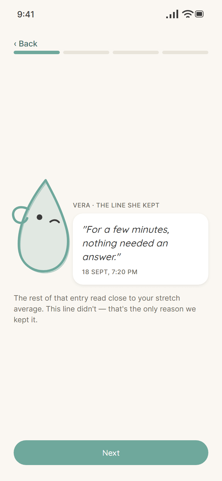 Vera, the line she kept: a quote from one of your entries