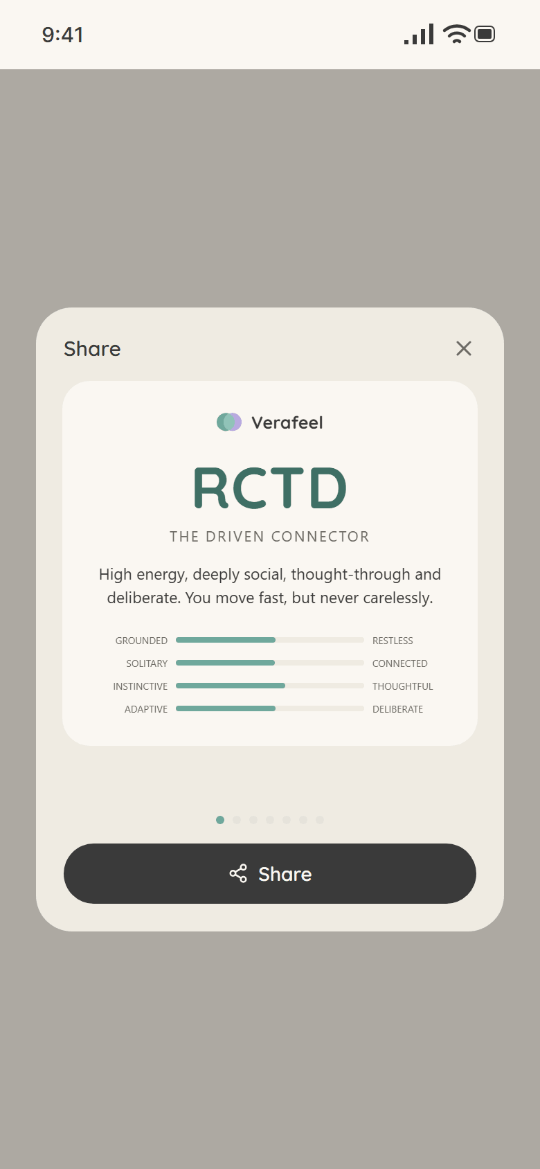 Share sheet: Verafeel Type card, RCTD The Driven Connector